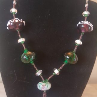 Purple and Green Flower Necklace 2