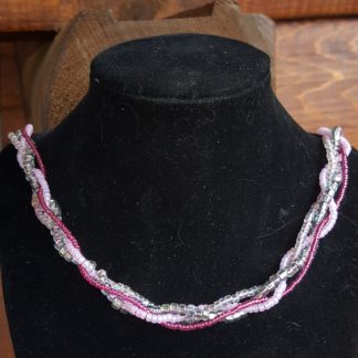 Darker Pink Seed Bead Necklace