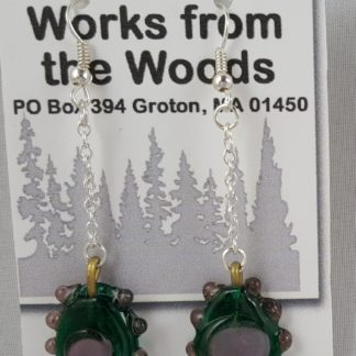 Clear Green with purple and turquoise earrings