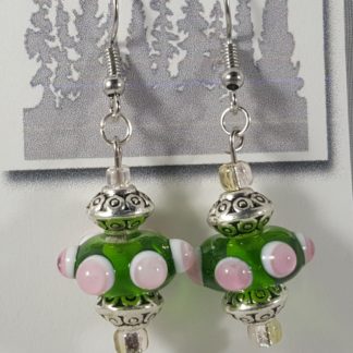 Pink and Green Earrings