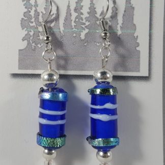 Blue Dichroic Banded Earring