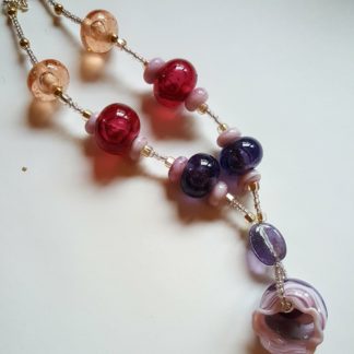 Purple and Pink Lampwork Necklace