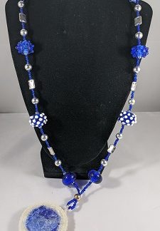 Blue and Silver Lampwork Necklace