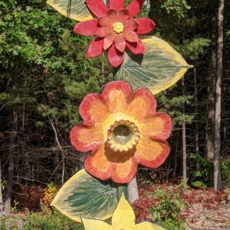 Flowers and Hosta Leaves Garden Totem