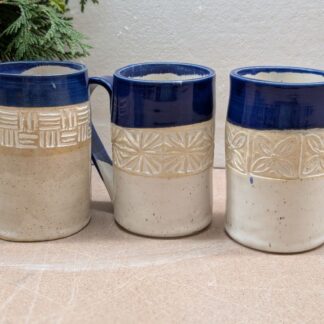 Cobalt and White Textured Mugs